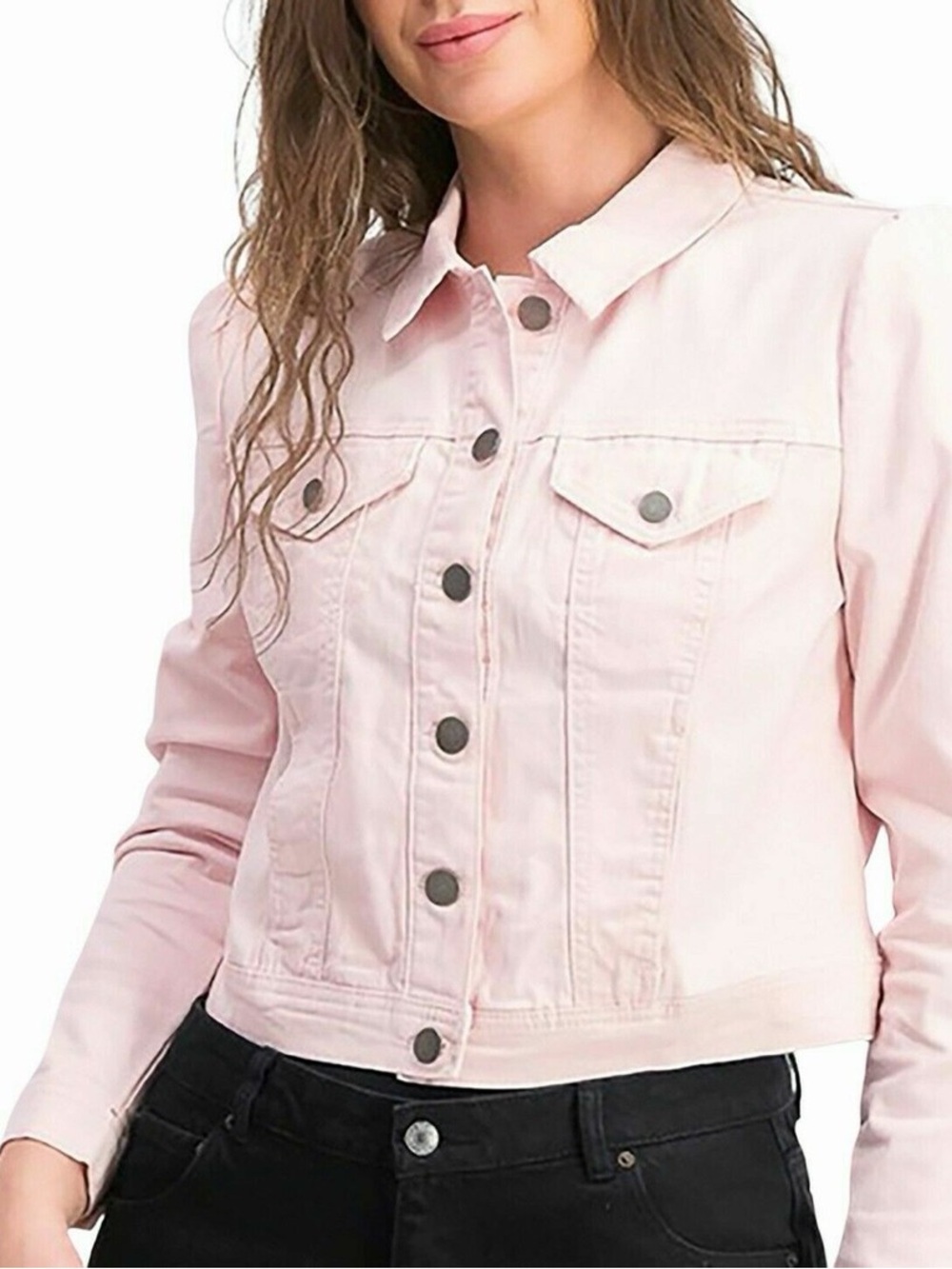 Valerie Beerinelli Light Pink Denim Jacket  Button-Front sz S